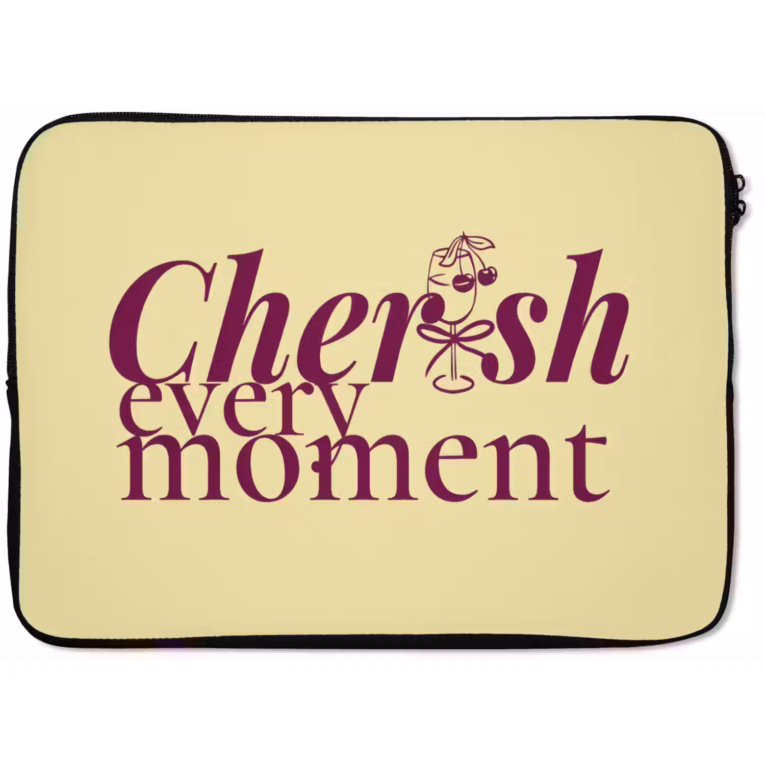 Cherish every moment - Cocktailglas - Geel laptophoes neopreen klein -zkaufland3dotto