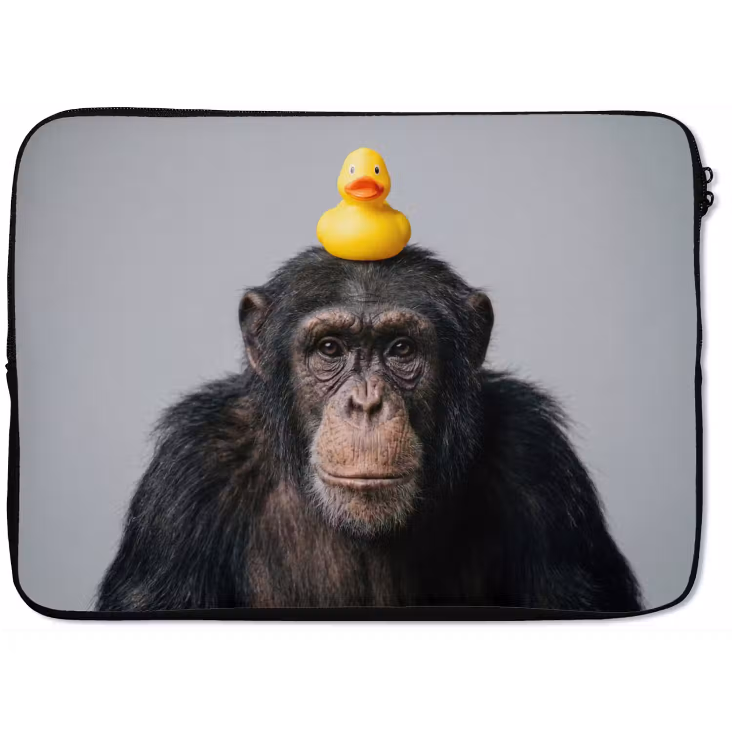 Chimpansee - Badeend - Grijs laptophoes neopreen klein -zkaufland3dotto