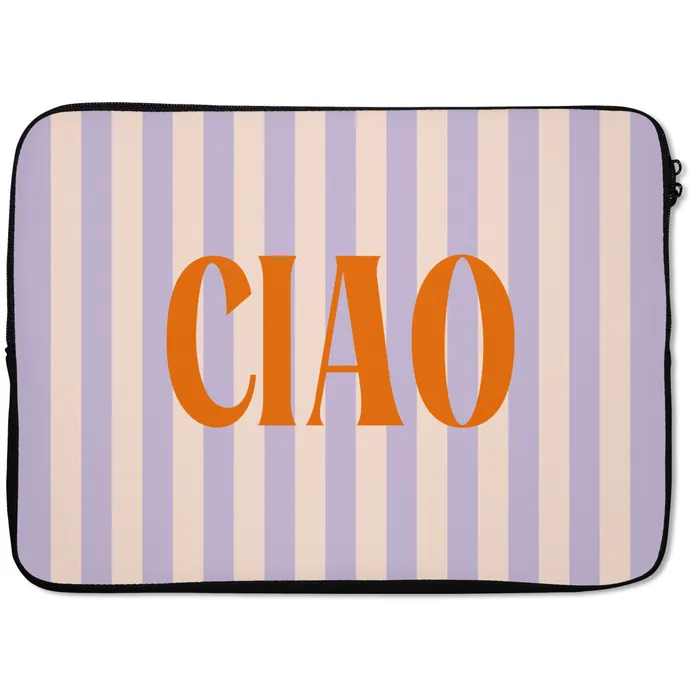 Ciao - Quote - Pastel - Strepen laptophoes neopreen klein -zkaufland3dotto