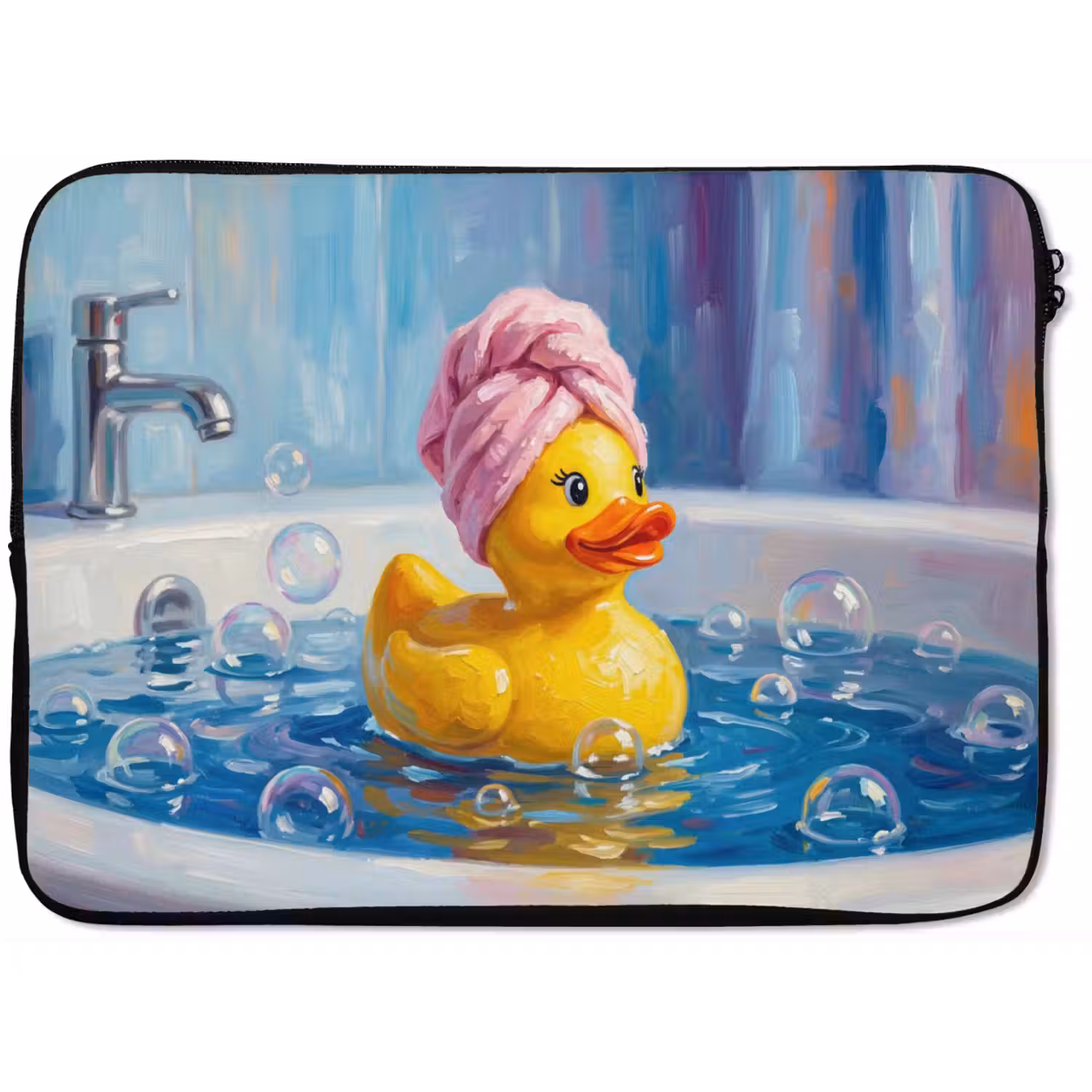 Creatief - Badeend - Kleurrijk laptophoes neopreen klein -zkaufland3dotto