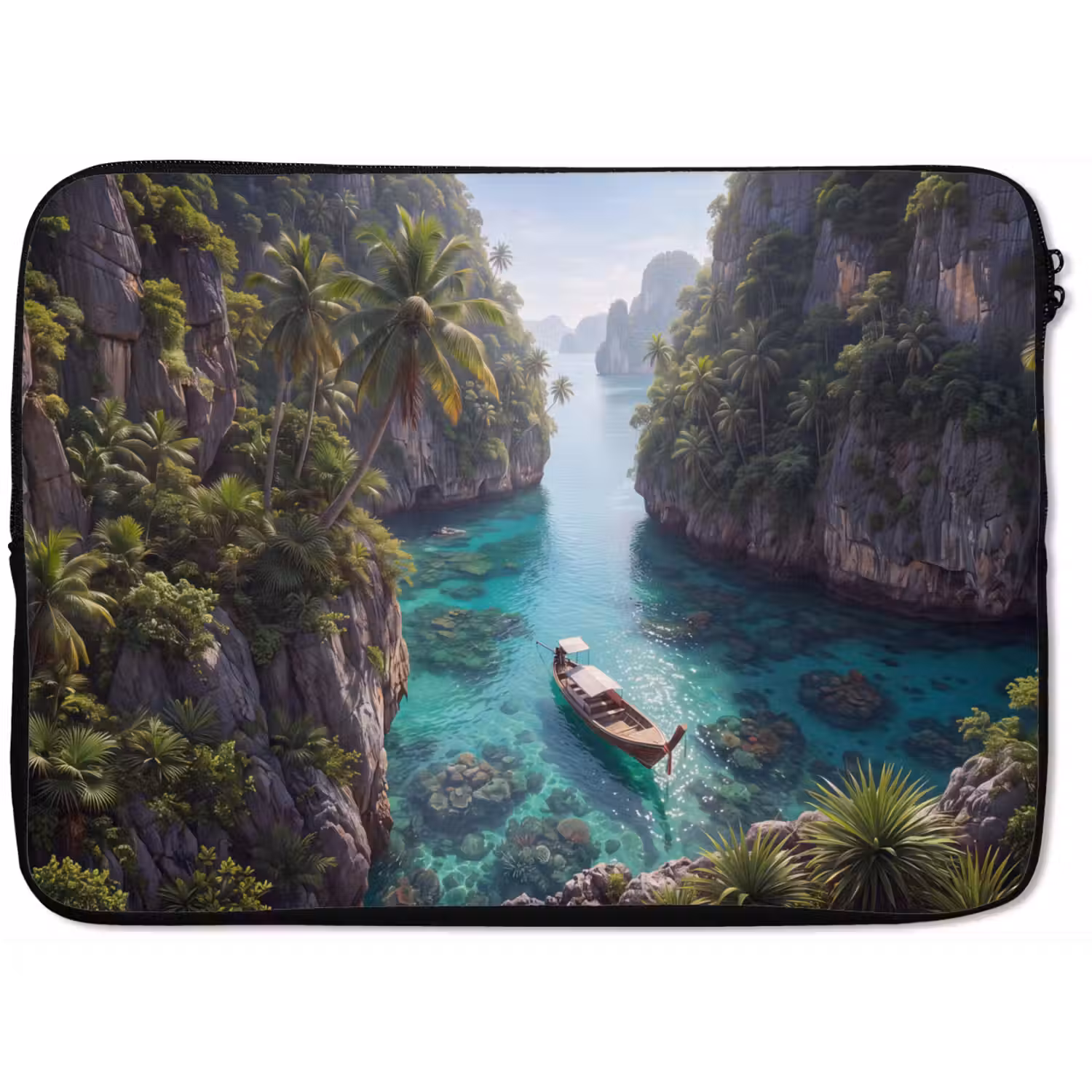 Eiland - Tropisch - Water - Palmbomen - Natuur laptophoes neopreen klein -zkaufland3dotto