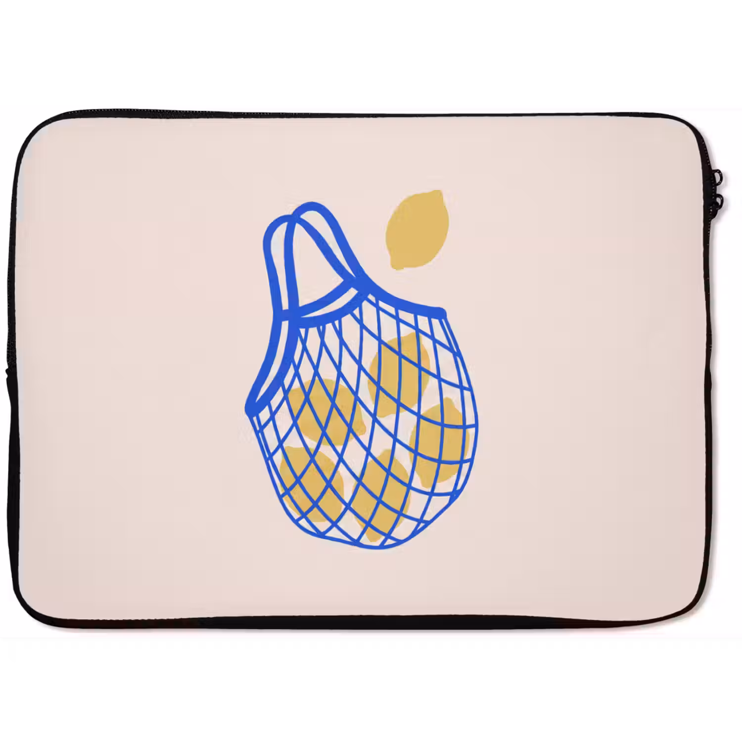 Eten - Citroen - Boodschappen - Abstract - Geel - Blauw laptophoes neopreen klein -zkaufland3dotto