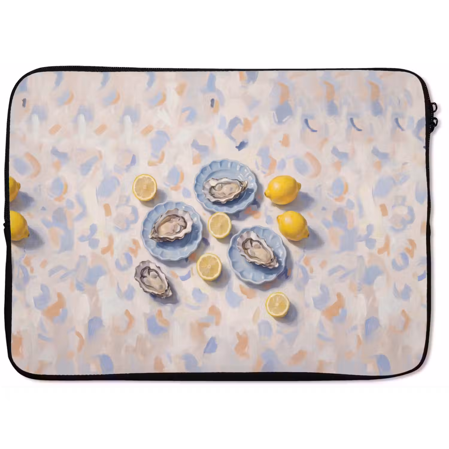 Eten - Oesters - Citroenen - Modern - Geel laptophoes neopreen klein -zkaufland3dotto