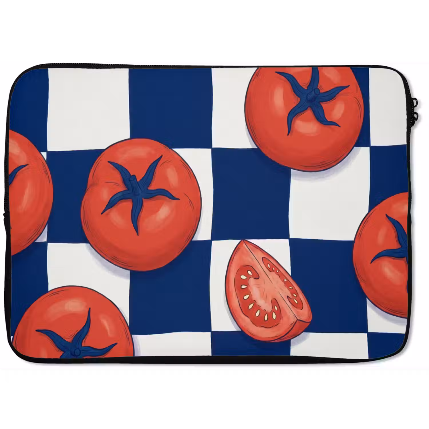 Eten - Tomaten - Keuken - Illustratie - Rood-Blauw laptophoes neopreen klein -zkaufland3dotto