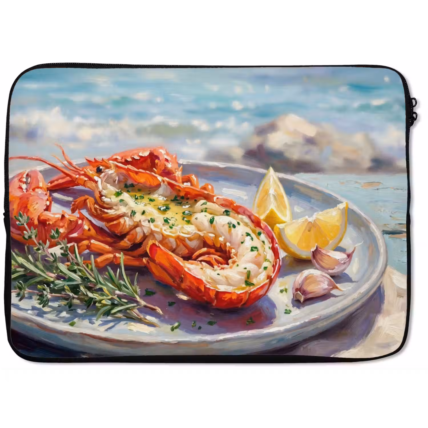 Eten - Zee - Kust - Modern - Blauw laptophoes neopreen klein -zkaufland3dotto