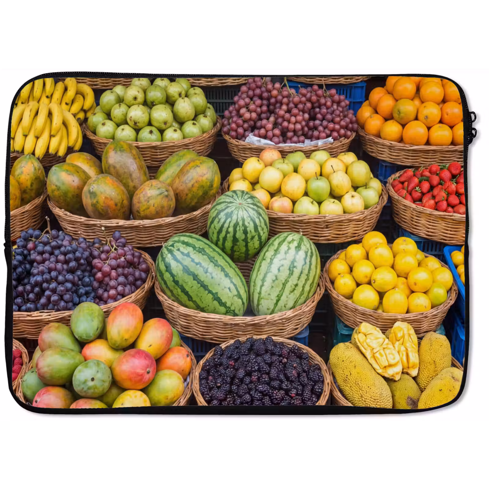 Laptophoes Fruit - Markt - Kleurrijk - Fruit - Markt - Kleurrijk laptophoes neopreen klein
