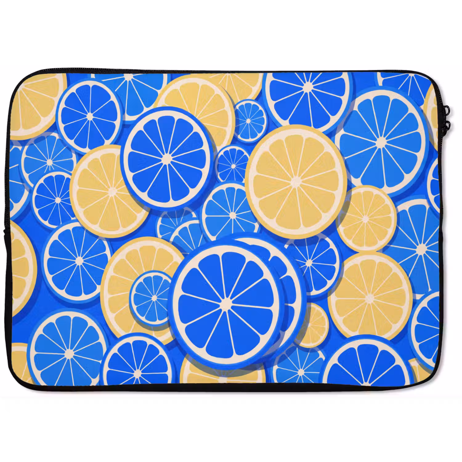 Fruit - Schijven - Patroon - Modern - Blauw - Geel laptophoes neopreen klein -zkaufland3dotto