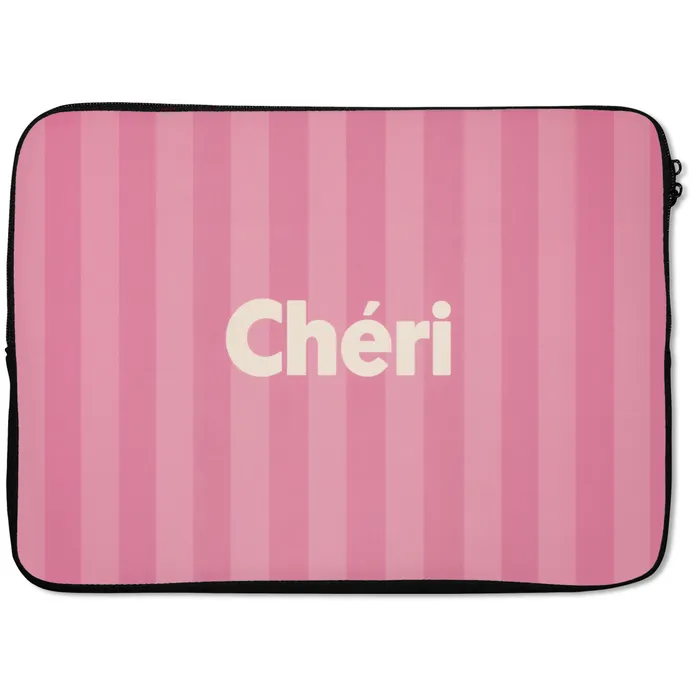 Gestreept - Roze - Chéri laptophoes neopreen klein -zkaufland3dotto