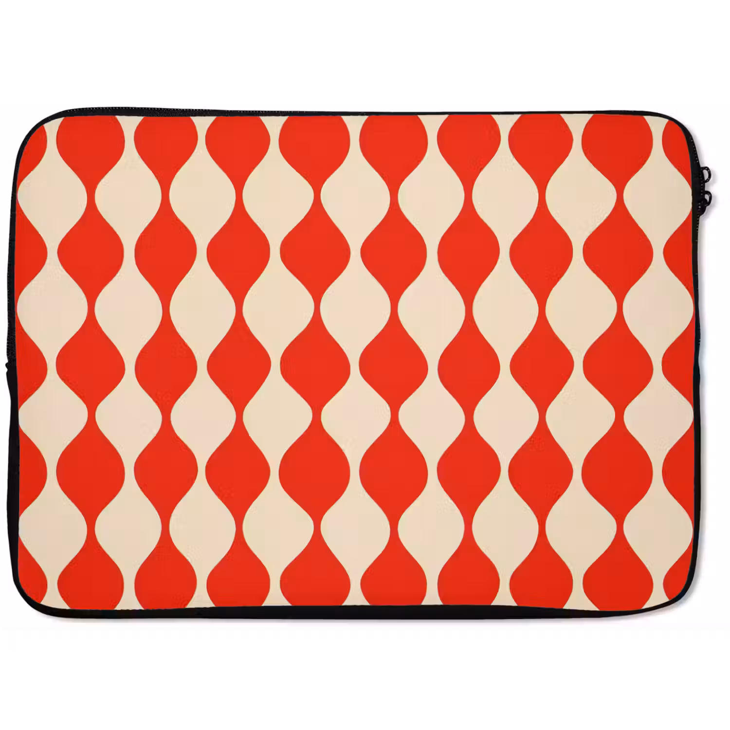 Golvend patroon - Retro - Rood - Beige laptophoes neopreen klein 279 -zkaufland3dotto