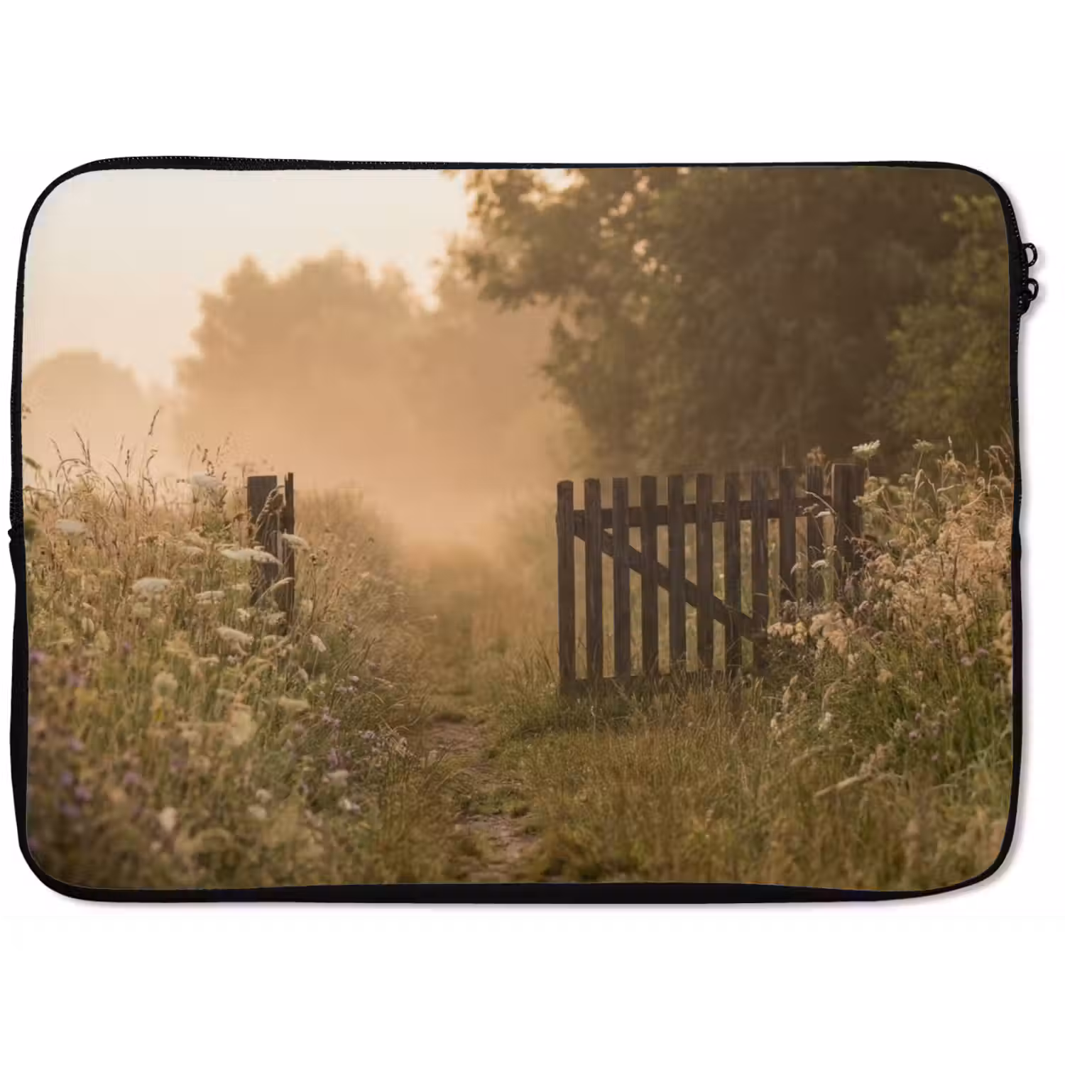 Hek - Natuur - Mist - Veld laptophoes neopreen klein -zkaufland3dotto