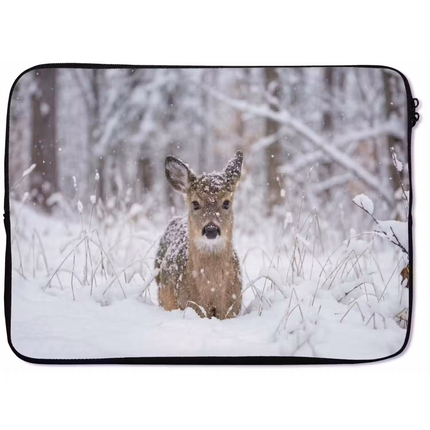 Hert - Sneeuw - Bos - Dieren - Vertederend laptophoes neopreen klein -zkaufland3dotto