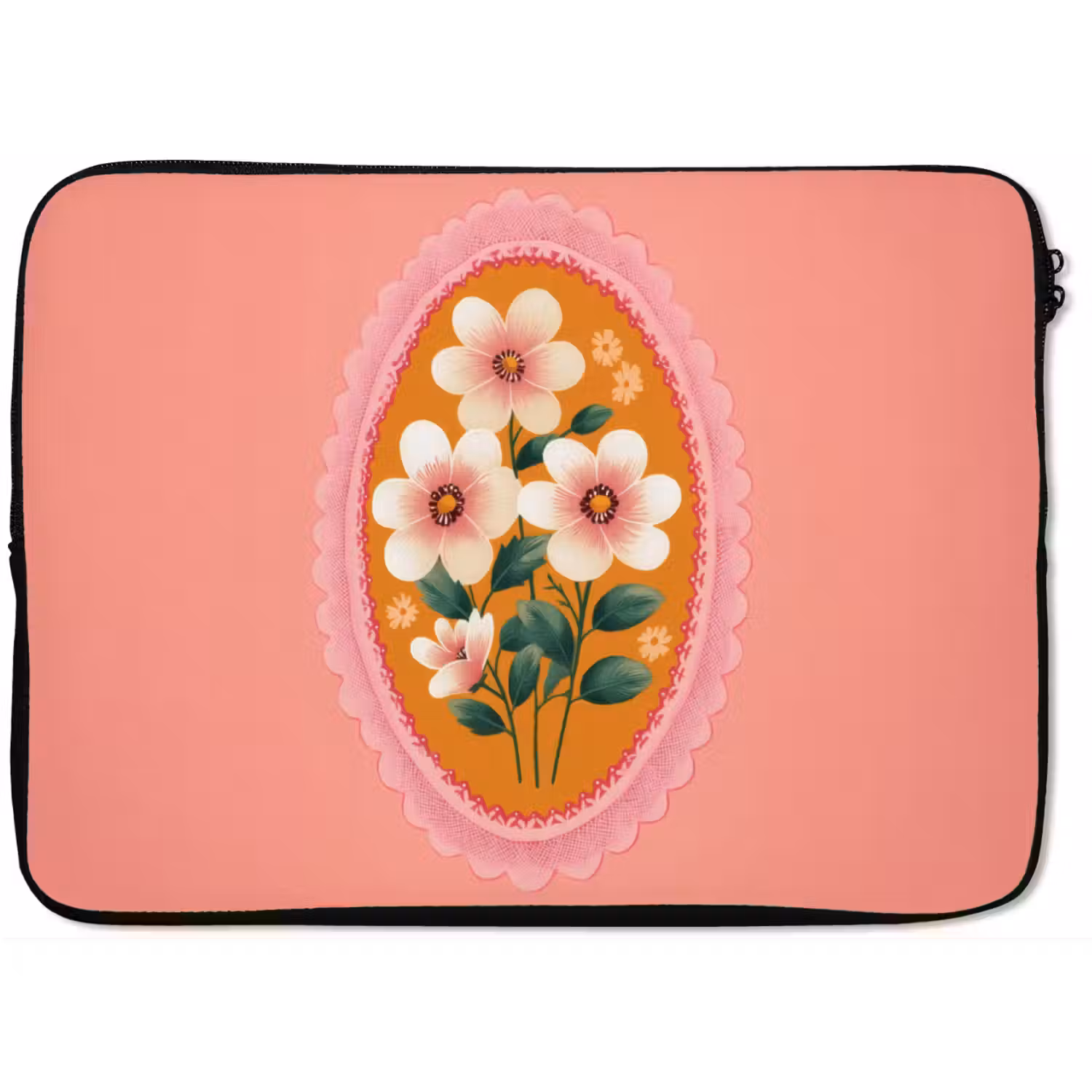 Illustratie - Bloemen - Rand - Roze laptophoes neopreen klein -zkaufland3dotto