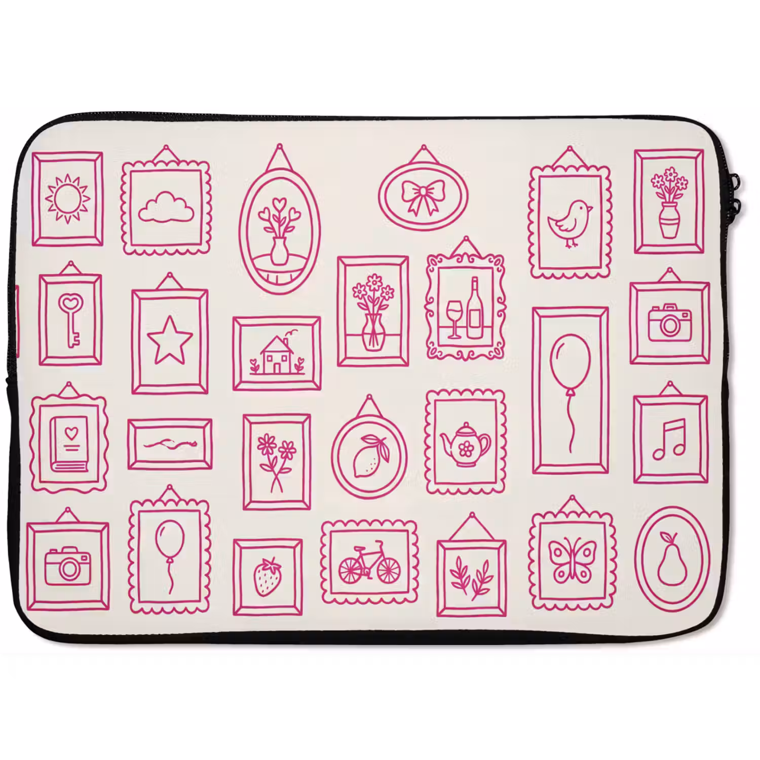 Illustratie - Collectie - Kunst - Minimalistisch - Roze laptophoes neopreen klein -zkaufland3dotto