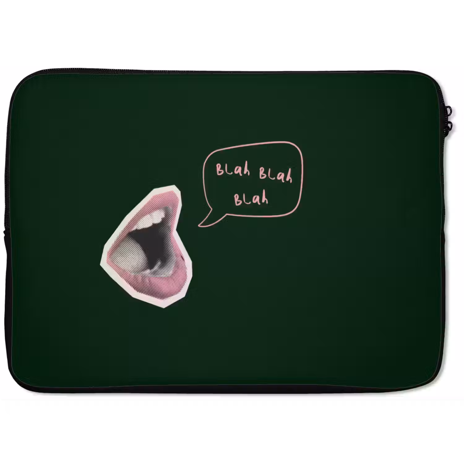Illustratie - Mond - Donkergroen - Tekstwolkje laptophoes neopreen klein -zkaufland3dotto