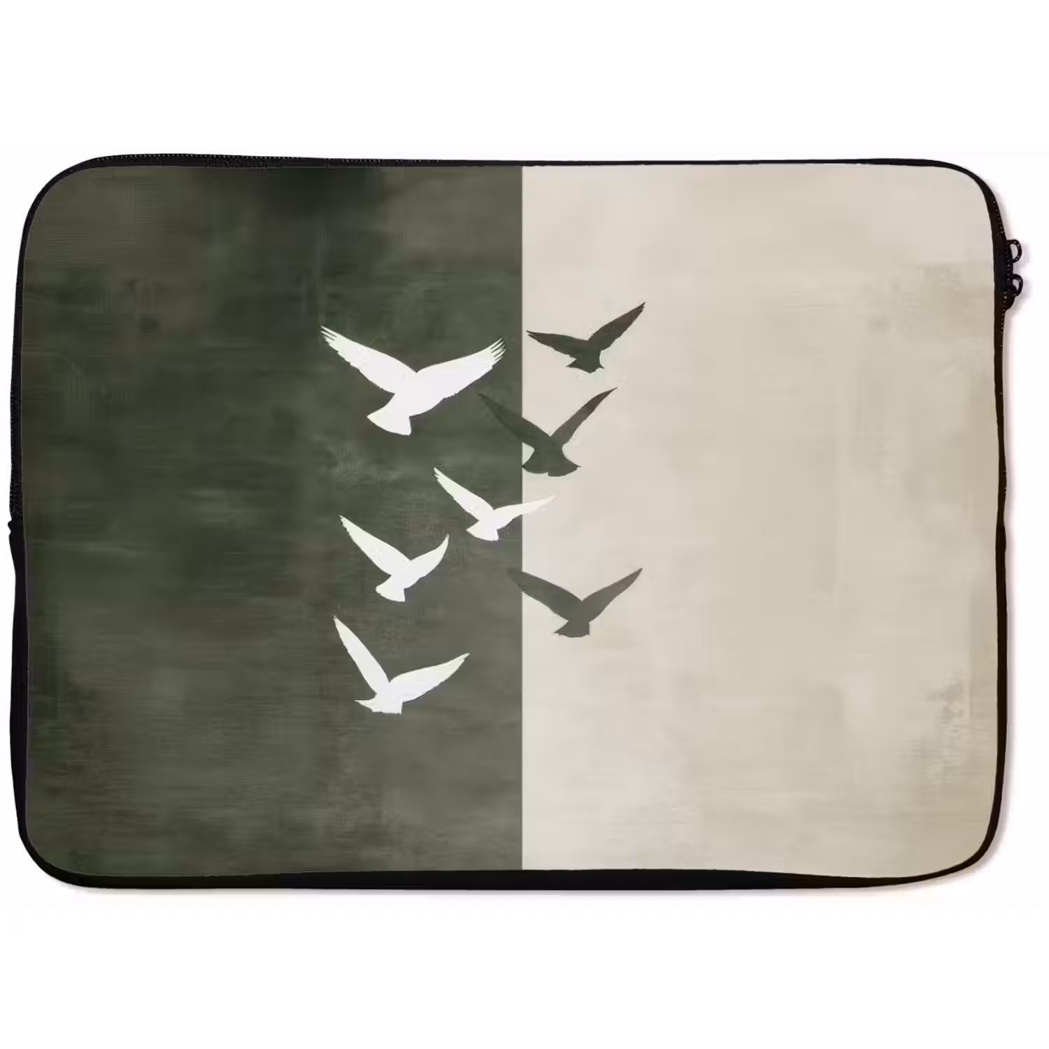 Japandi - Vogel - Groen laptophoes neopreen klein -zkaufland3dotto