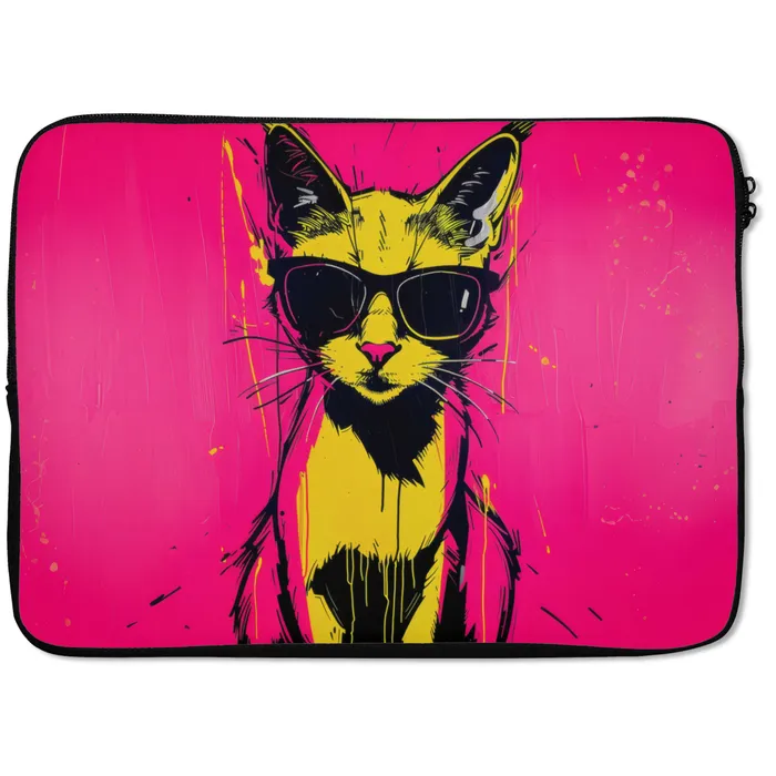Kat - Art - Zonnebril - Roze laptophoes neopreen klein -zkaufland3dotto