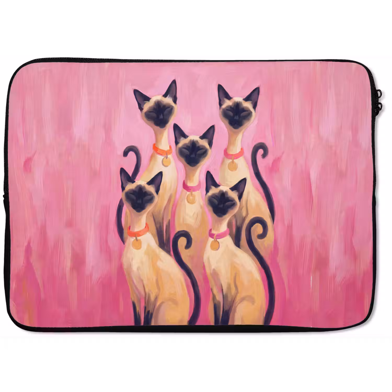 Kat - Groep - Dieren - Modern - Roze laptophoes neopreen klein -zkaufland3dotto