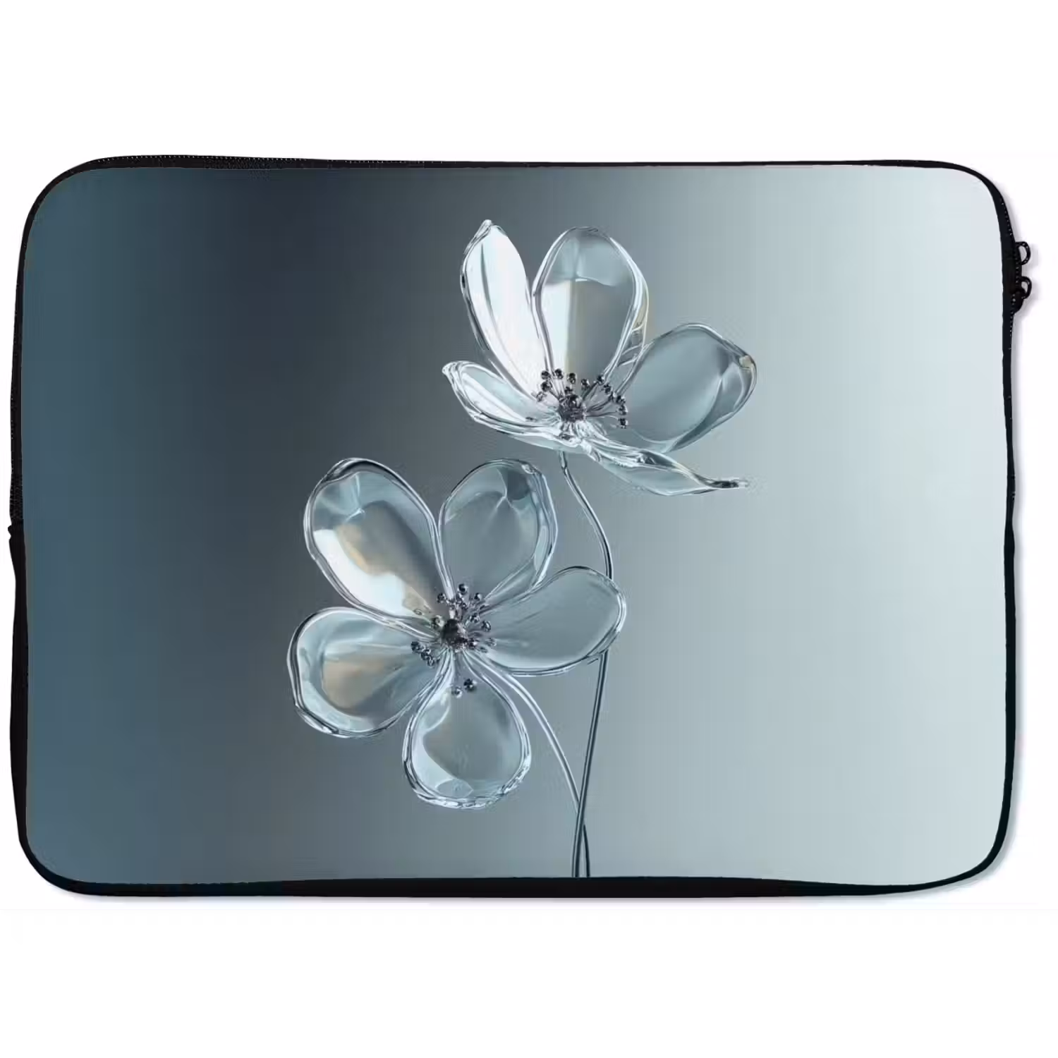 Kristal - Bloemen - Grijs laptophoes neopreen klein -zkaufland3dotto