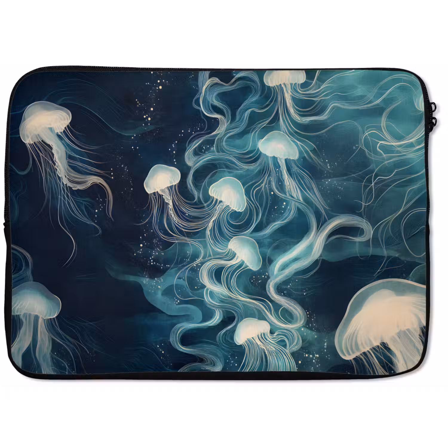 Kwallen - Zee - Wit - Golven laptophoes neopreen klein -zkaufland3dotto
