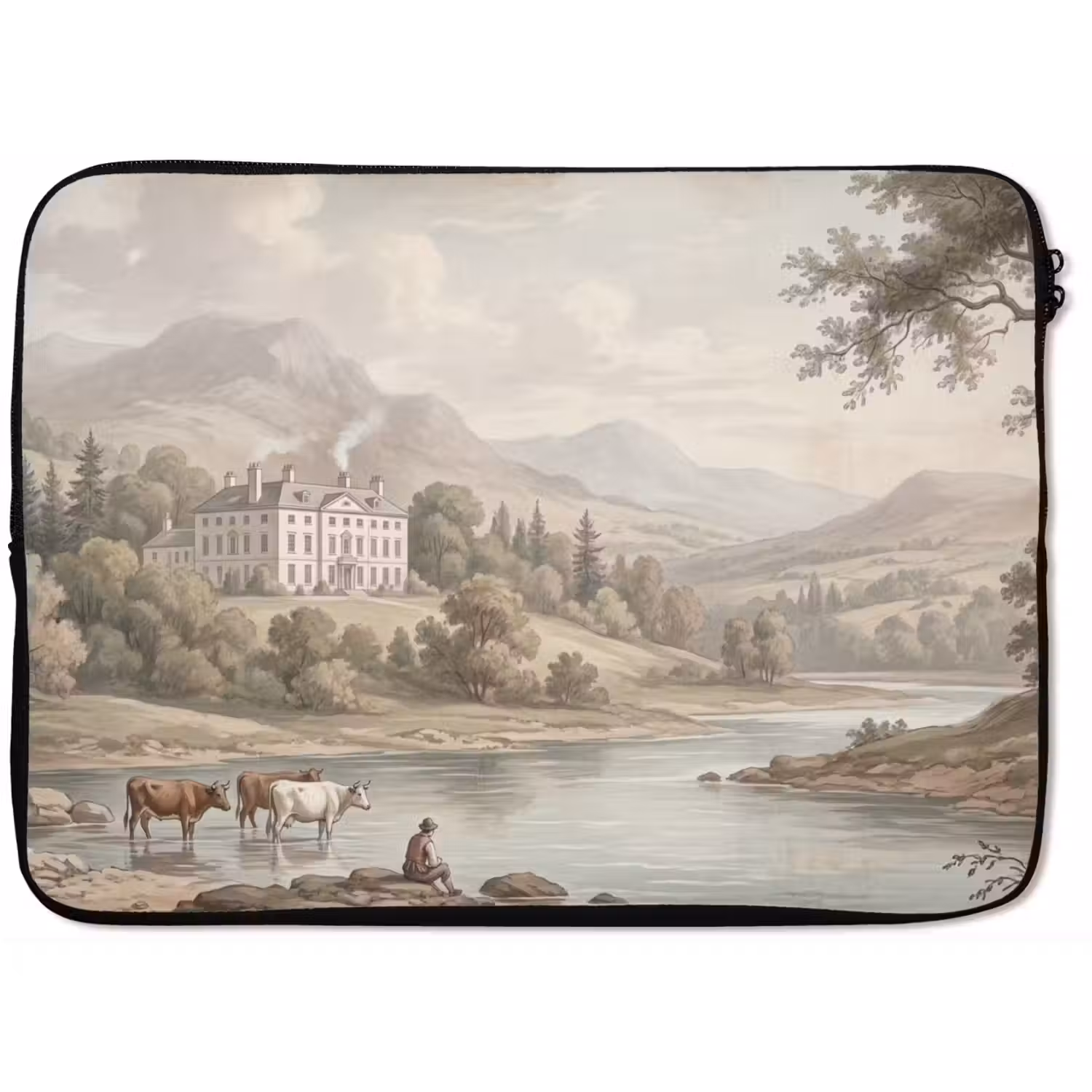 Landhuis - Rivier - Vee laptophoes neopreen klein -zkaufland3dotto