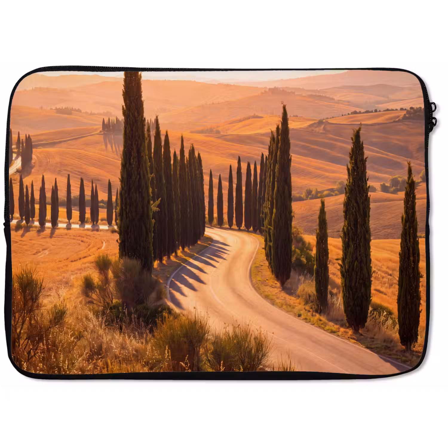 Landschap - Weg - Bomen - Natuur - Goud laptophoes neopreen klein -zkaufland3dotto