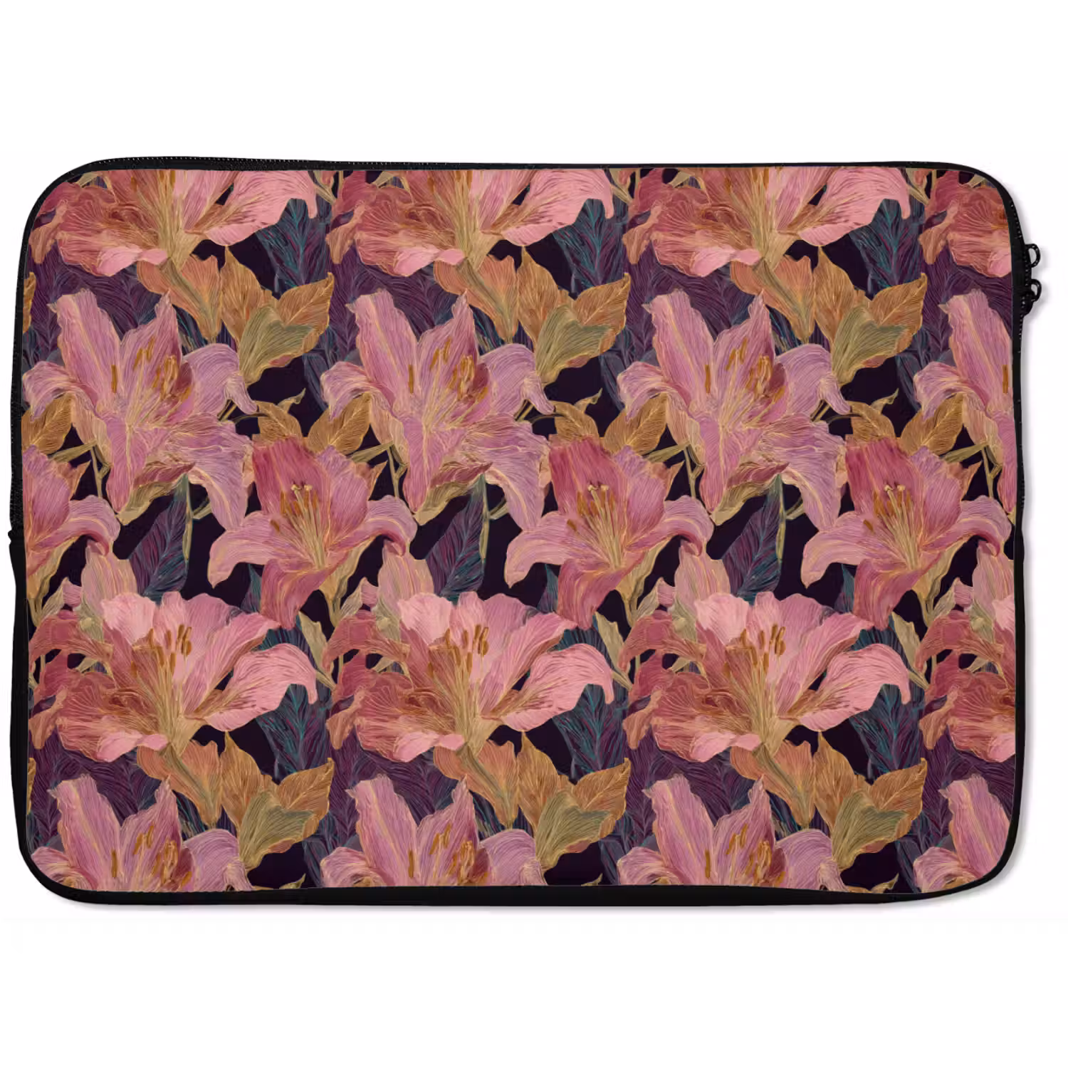 Lelies - Patroon - Roze - Goud laptophoes neopreen klein 279 -zkaufland3dotto