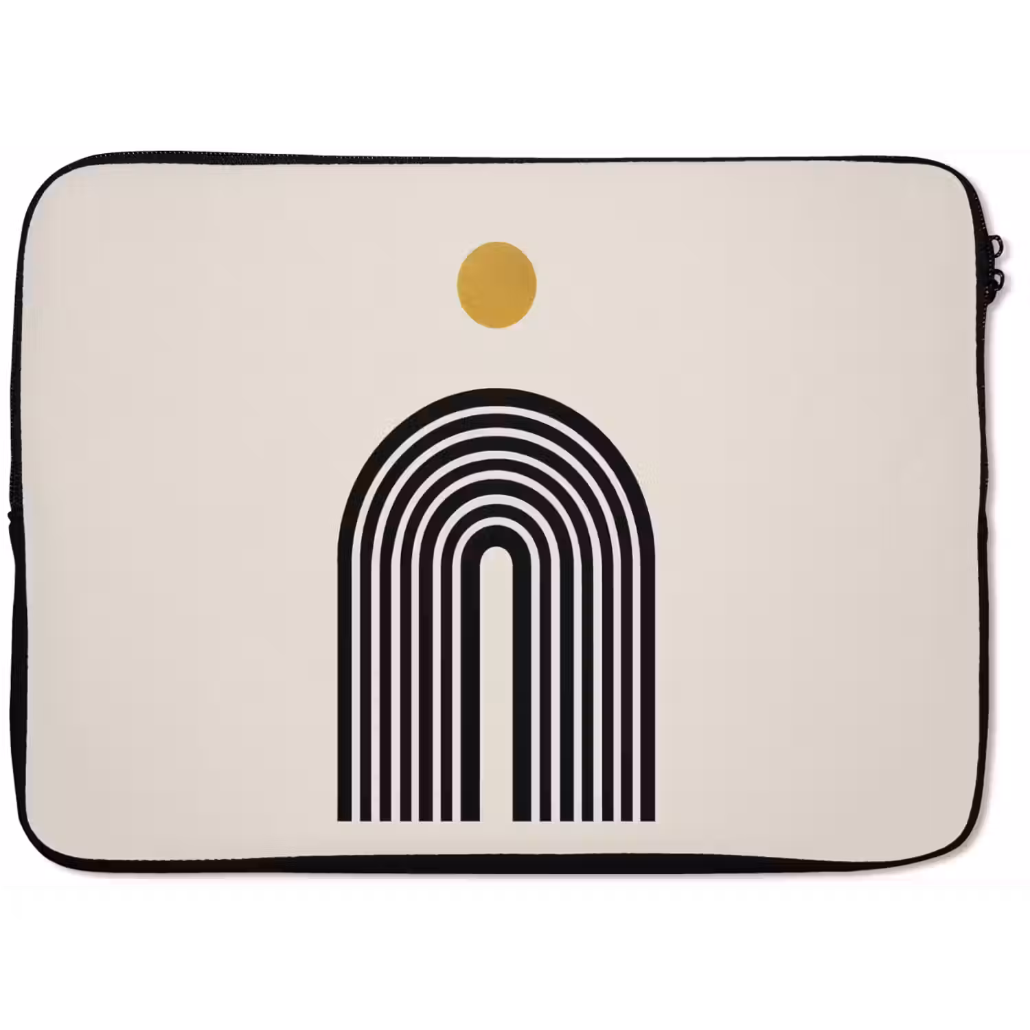 Minimalistisch - Zwarte boog - Gouden cirkel laptophoes neopreen klein -zkaufland3dotto
