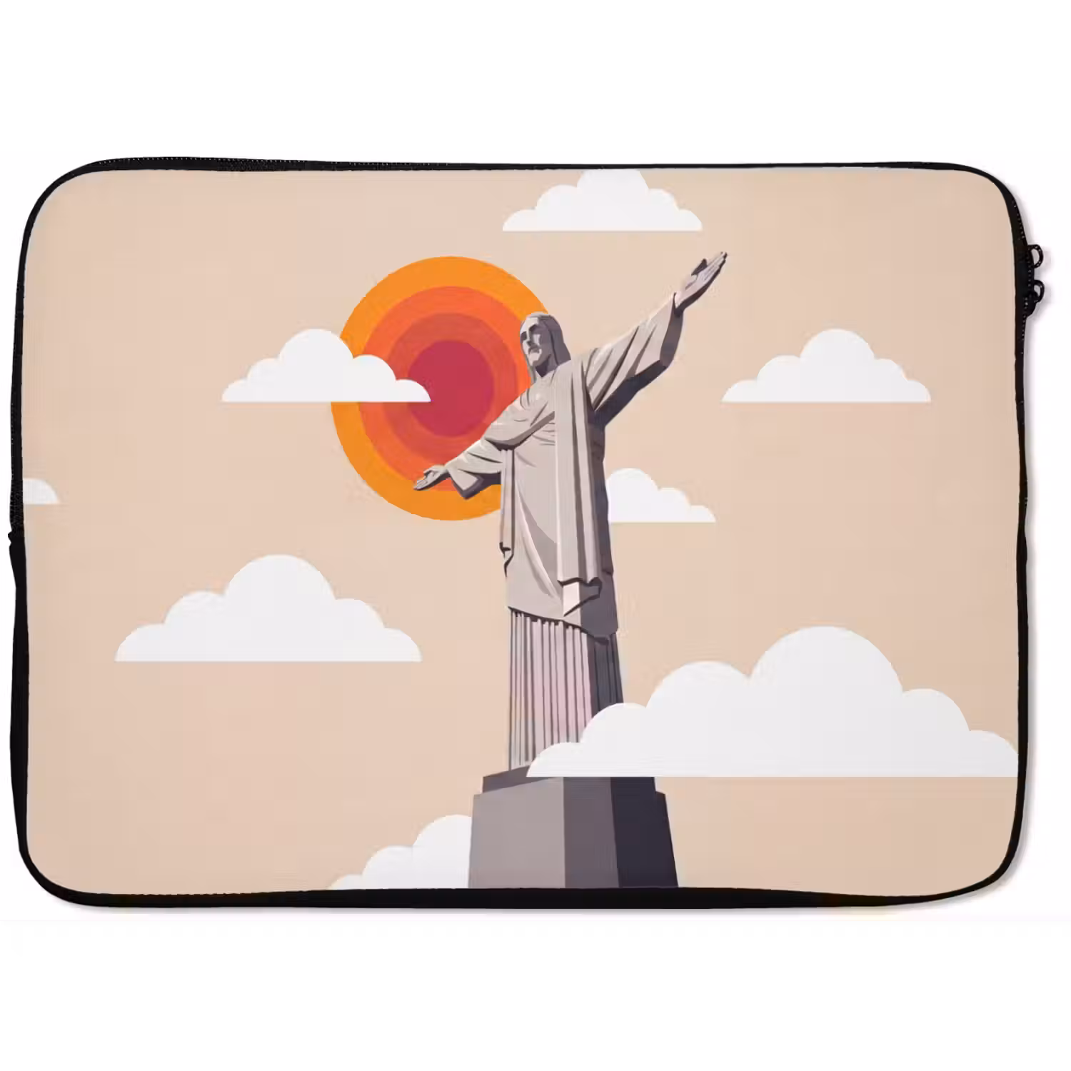 Monument - Stad - Zonsondergang - Minimalistisch - Oranje laptophoes neopreen klein -zkaufland3dotto
