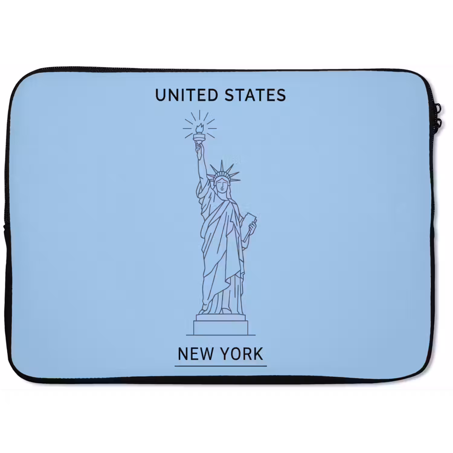 Monument - Vrijheidsbeeld - New York - Minimalistisch - Blauw laptophoes neopreen klein -zkaufland3dotto
