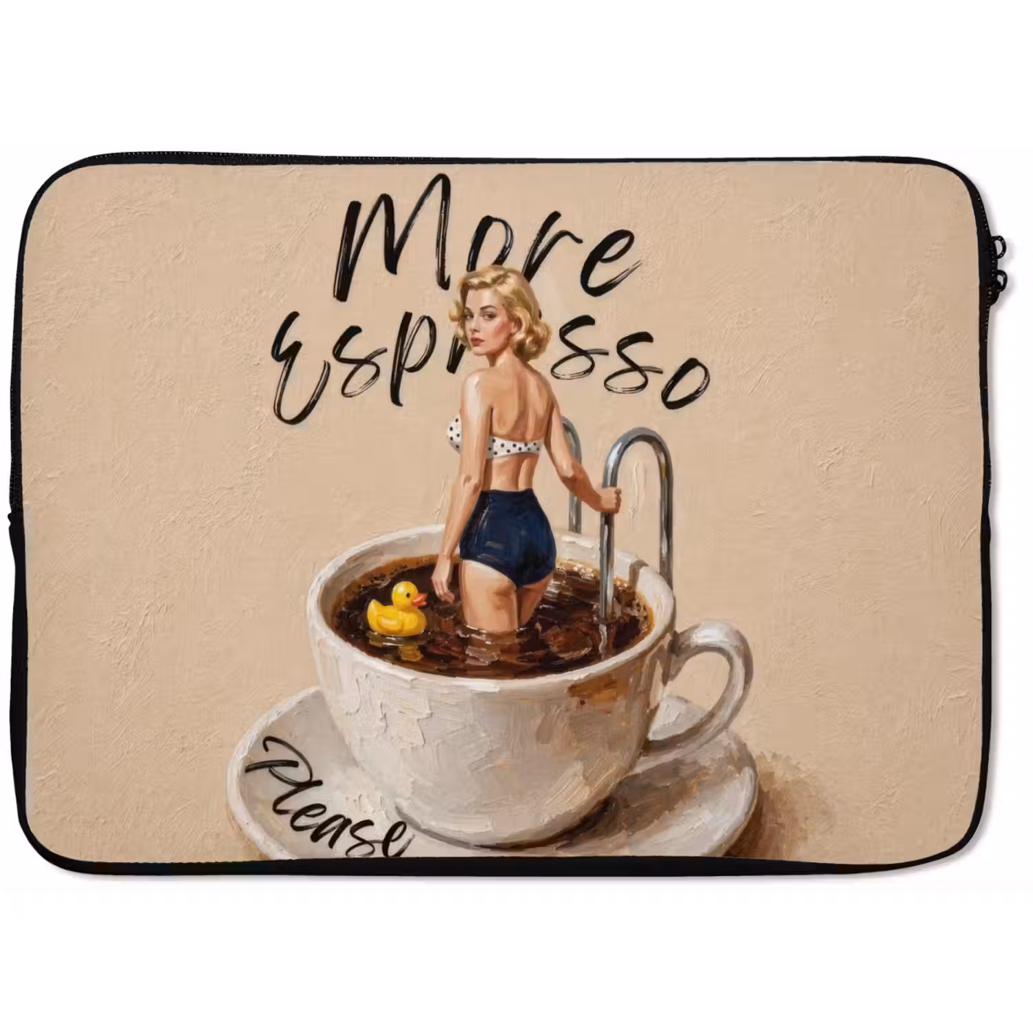 More espresso - Koffie - Eend laptophoes neopreen klein -zkaufland3dotto