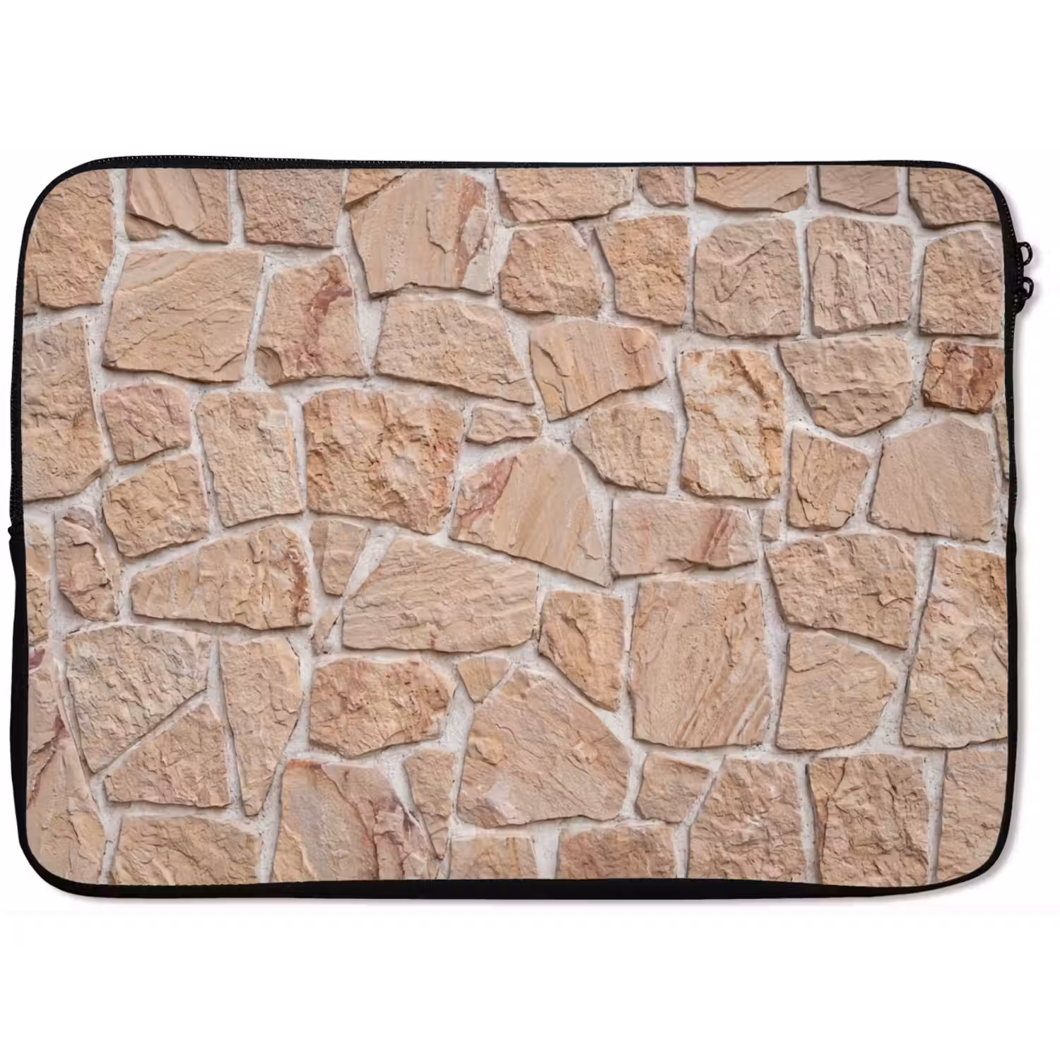 Muur - Steen - Patroon - Rustiek - Beige laptophoes neopreen klein -zkaufland3dotto