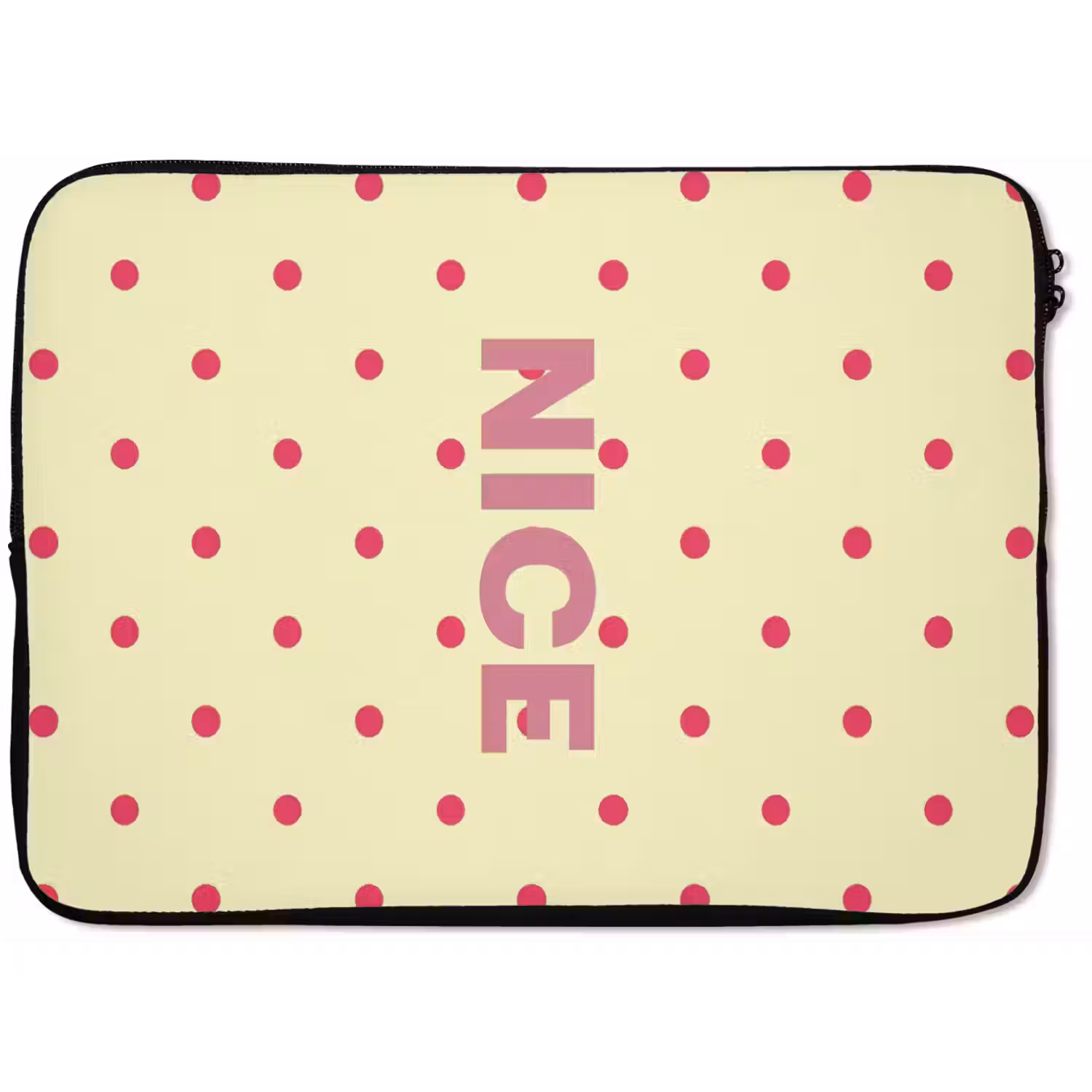 Nice - Stippen - Roze - Geel laptophoes neopreen klein -zkaufland3dotto