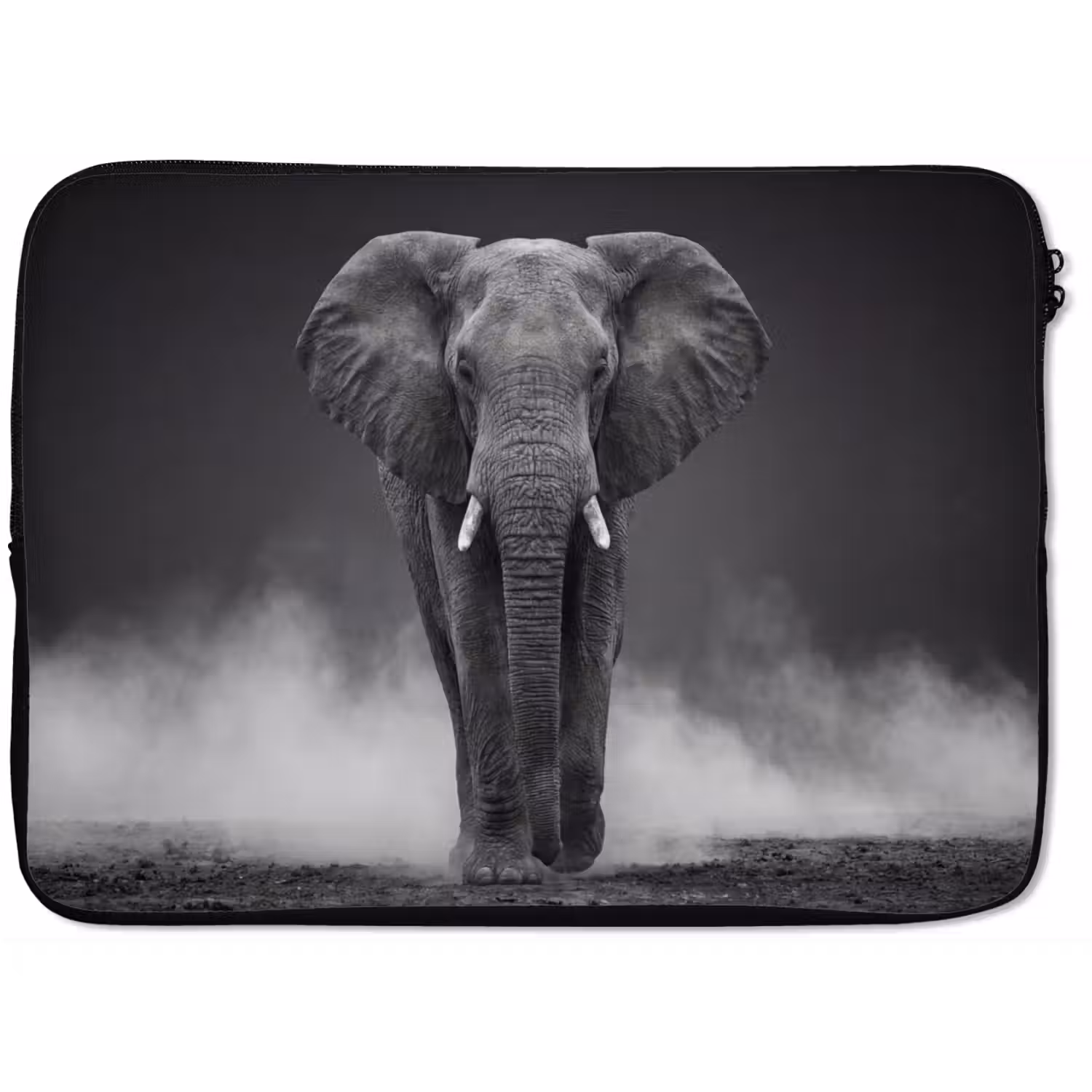 Olifant - Zwart - Wit - Rook laptophoes neopreen klein -zkaufland3dotto