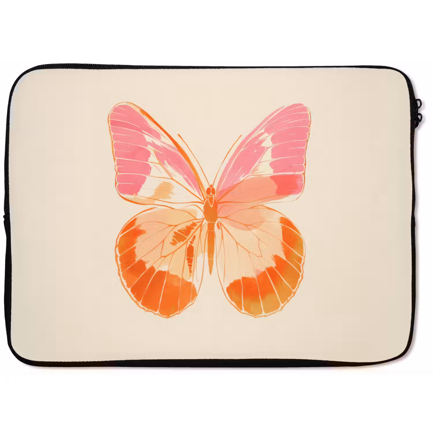 Oranje - Vlinder - Minimalistisch laptophoes neopreen klein -zkaufland3dotto