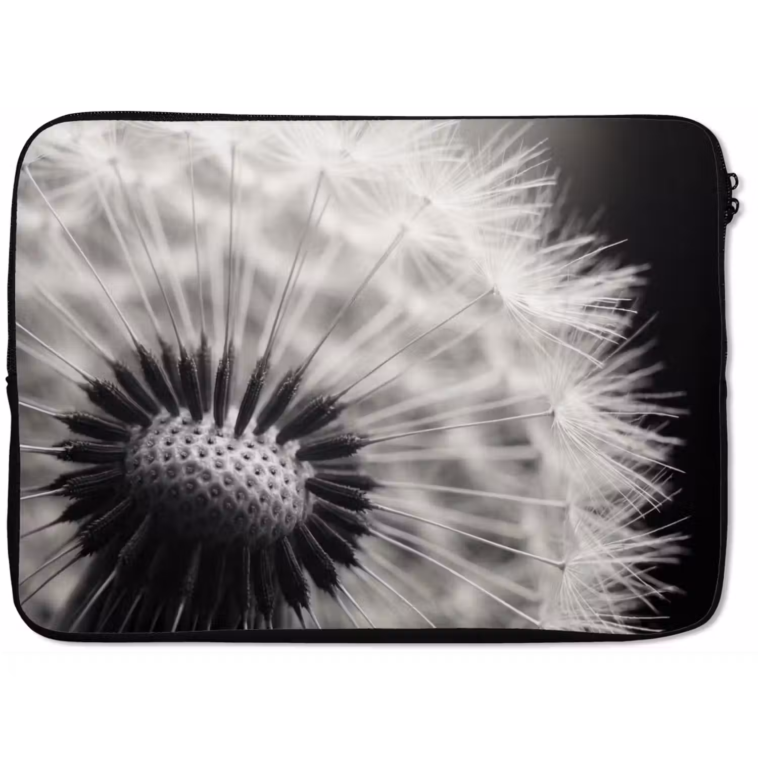 Paardenbloem - Zwart - Wit laptophoes neopreen klein -zkaufland3dotto