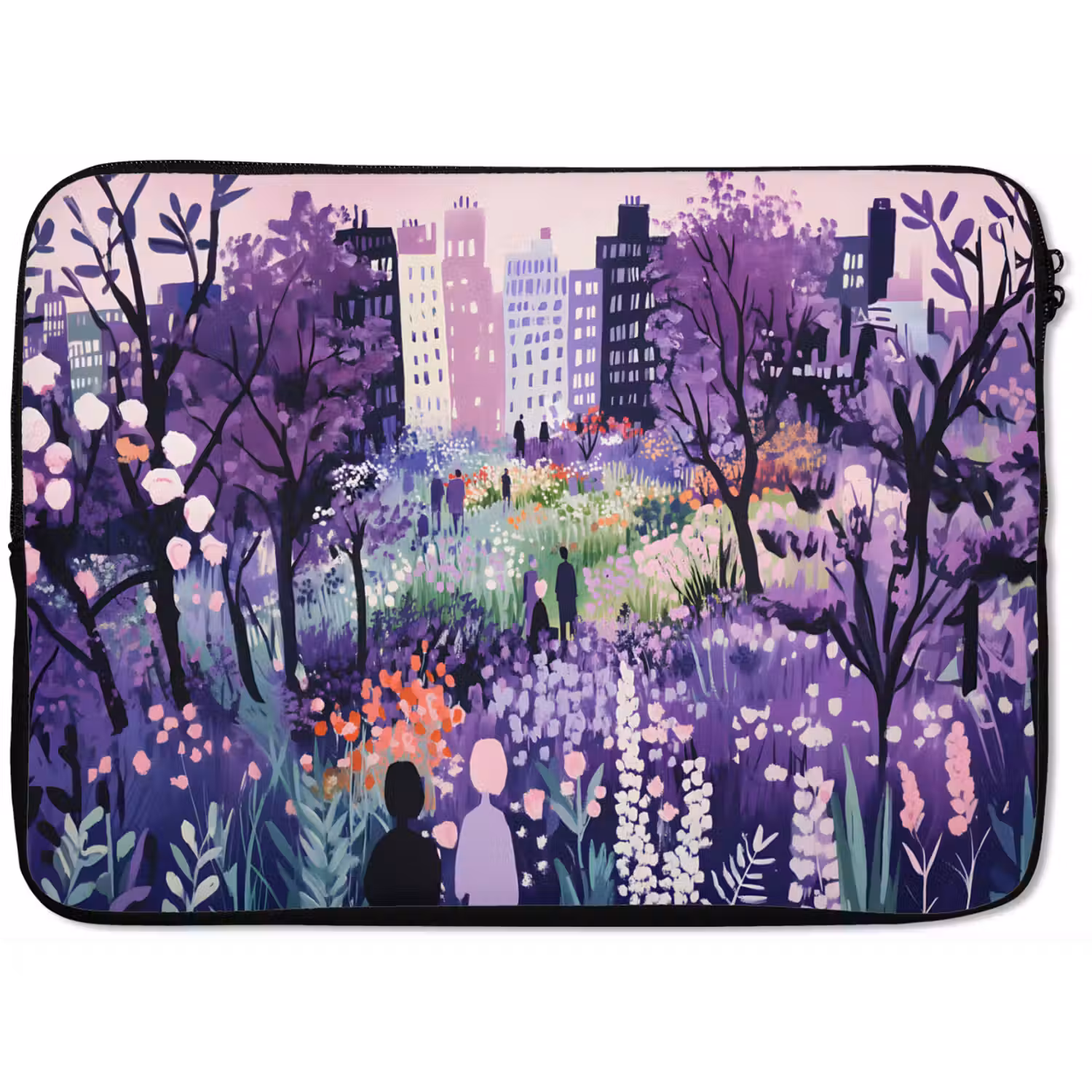 Park - Bomen - Bloemen - Gebouwen laptophoes neopreen klein -zkaufland3dotto