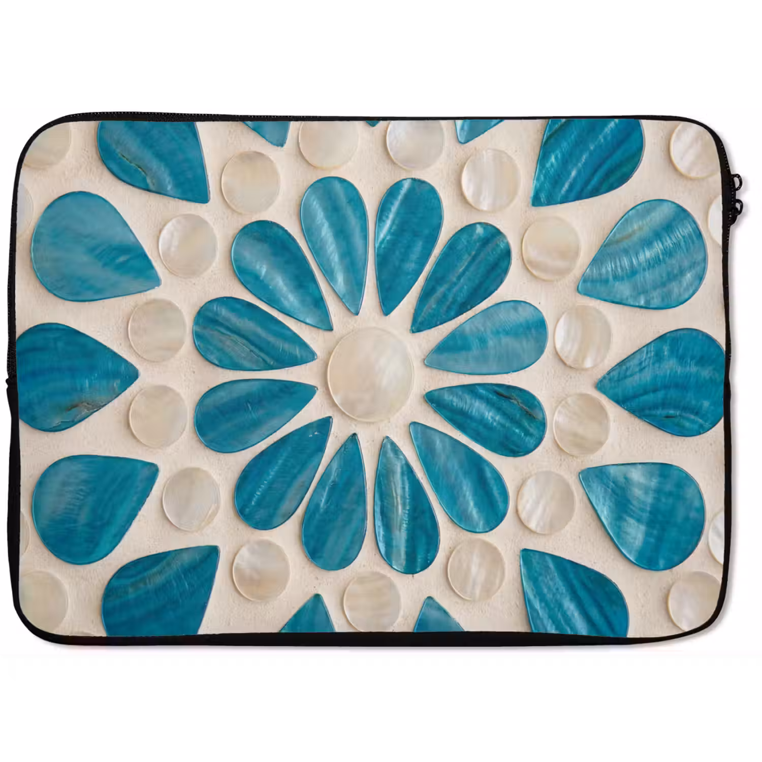 Patroon - Mozaïek - Schelpen - Abstract - Turquoise laptophoes neopreen klein -zkaufland3dotto