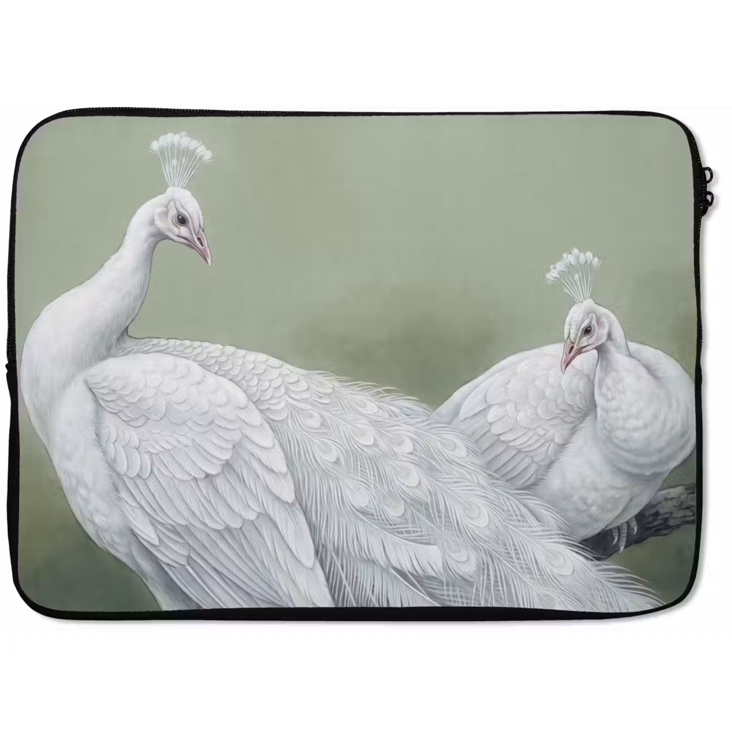 Pauwen - Wit - Natuur - Groen laptophoes neopreen klein -zkaufland3dotto