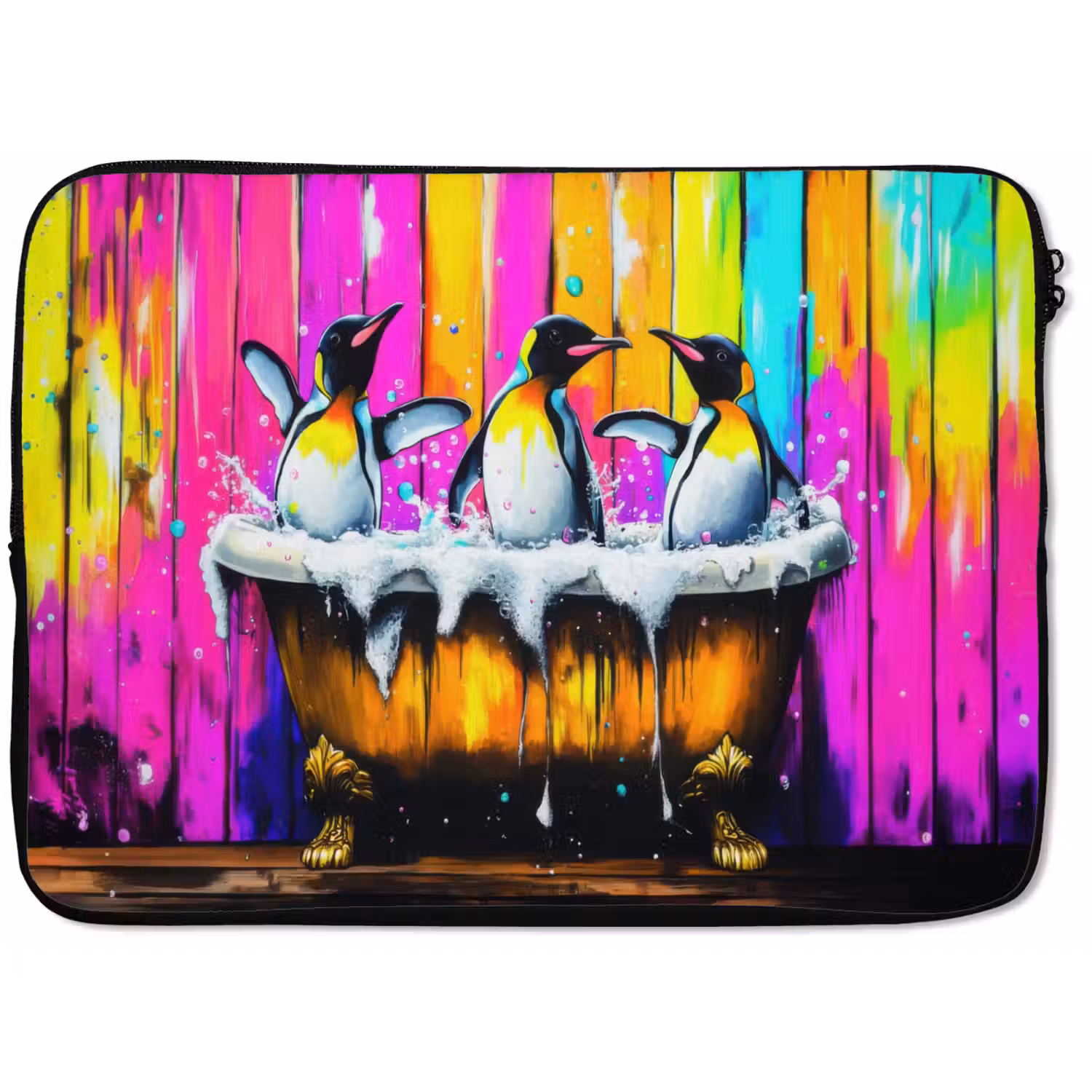 Pinguïns - Badkuip - Kleurrijk - Schuim laptophoes neopreen klein -zkaufland3dotto