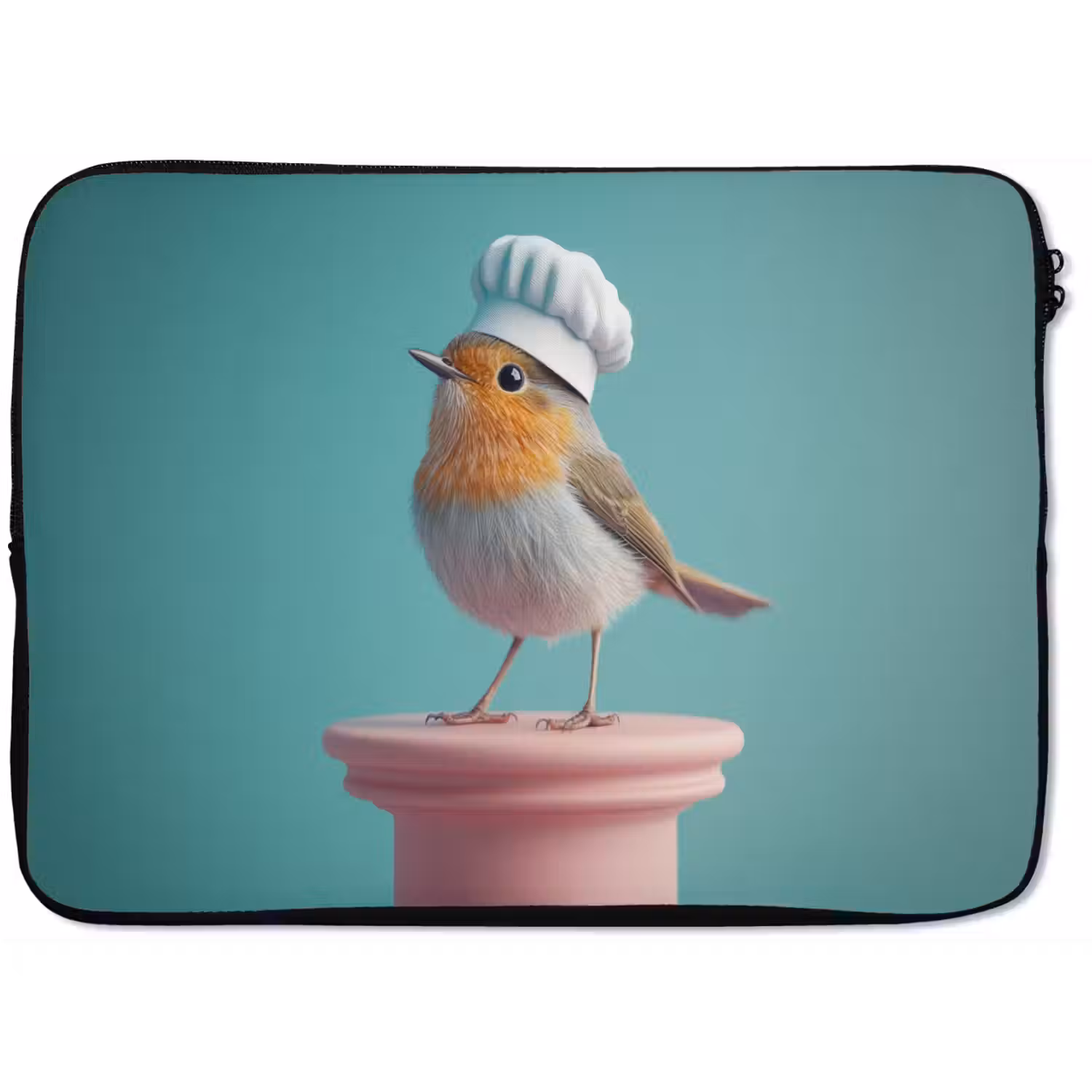 Roodborstje - Vogel - Koksmuts - Sokkel laptophoes neopreen klein -zkaufland3dotto