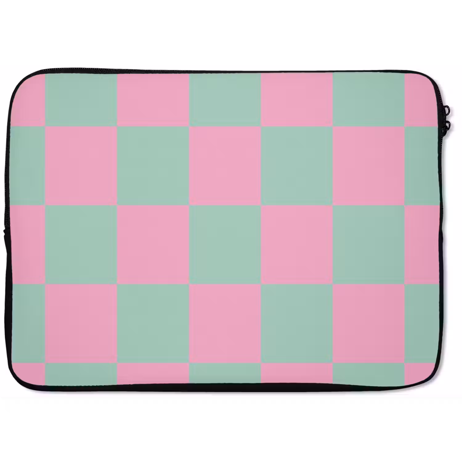 Schaakbord patroon - Groen - Roze - Blokjes laptophoes neopreen klein -zkaufland3dotto