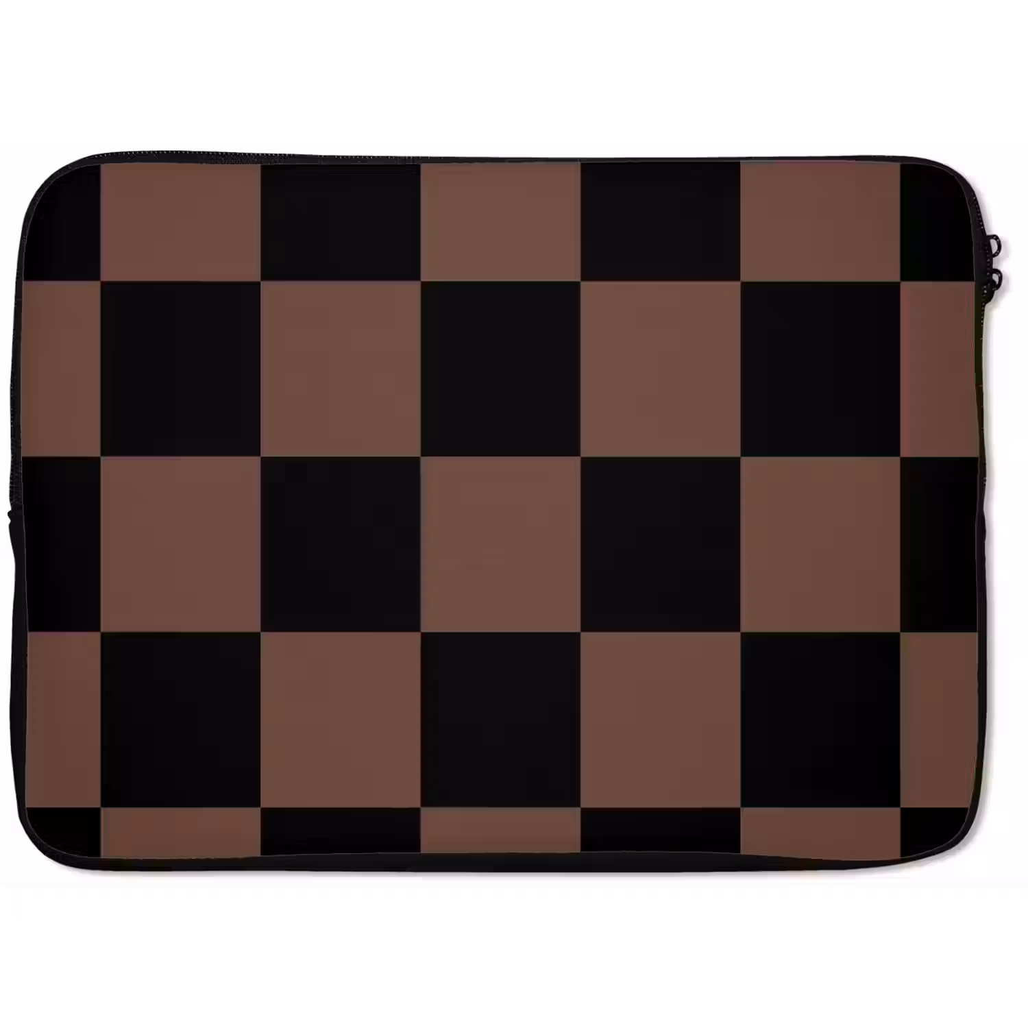 Schaakbord print - Bruin - Zwart - Blokjes laptophoes neopreen klein -zkaufland3dotto