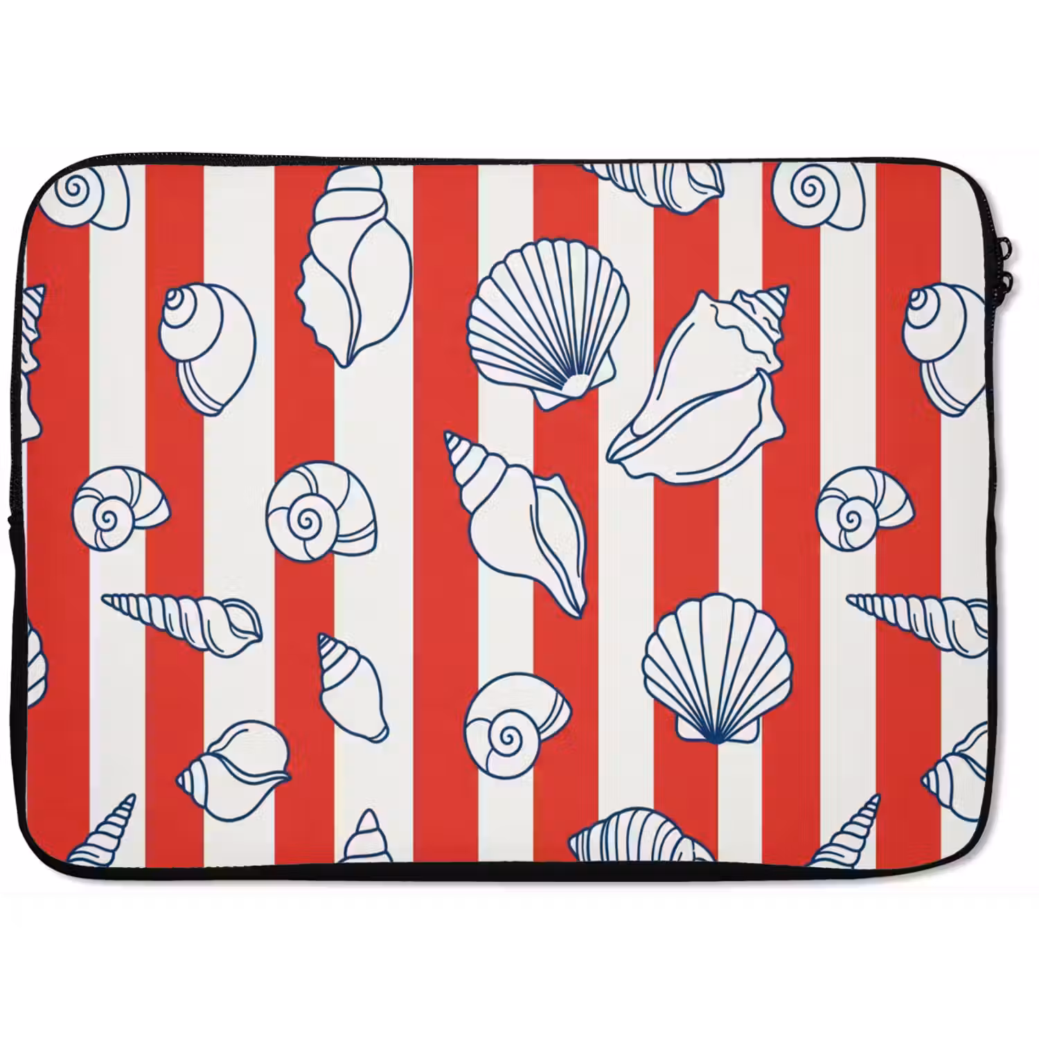Schelp - Zeedieren - Zomer - Illustratie - Rood - Blauw laptophoes neopreen klein -zkaufland3dotto