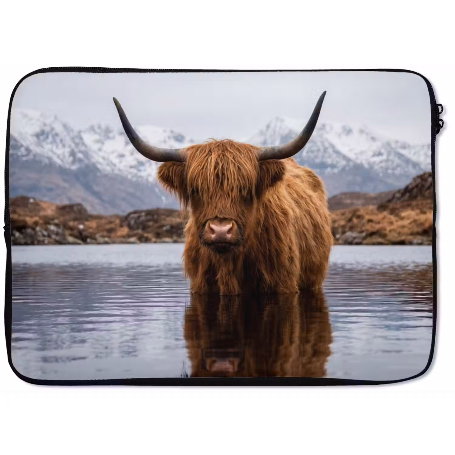 Schotse hooglander - Bruin - Water laptophoes neopreen klein -zkaufland3dotto