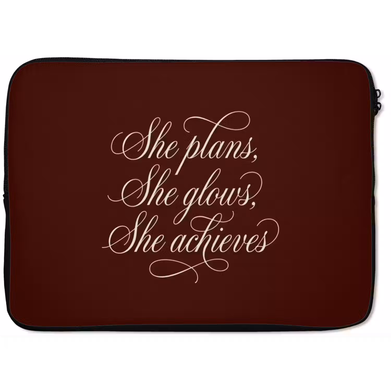 She plans she glows she achieves - Rood - Cursief laptophoes neopreen klein -zkaufland3dotto