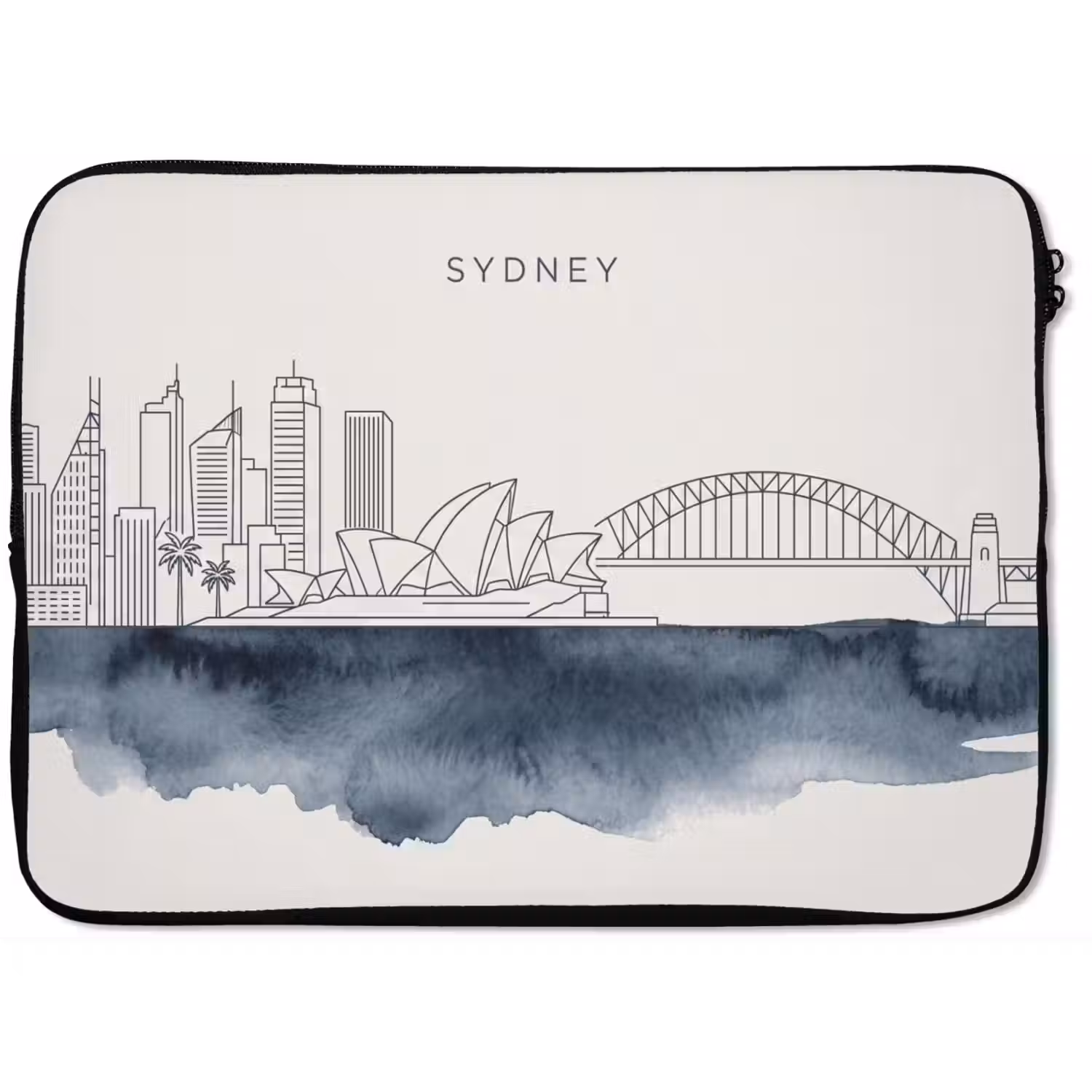 Stad - Skyline - Architectuur - Minimalistisch - Blauw laptophoes neopreen klein -zkaufland3dotto