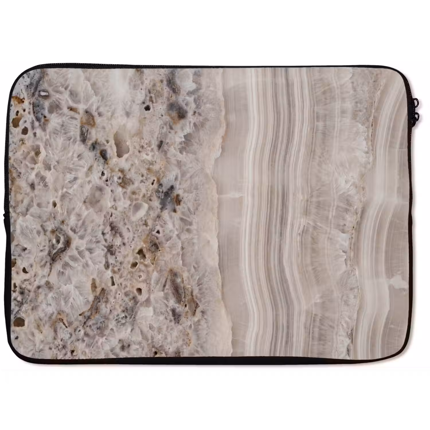 Steen - Textuur - Abstract - Beige - Wit laptophoes neopreen klein -zkaufland3dotto