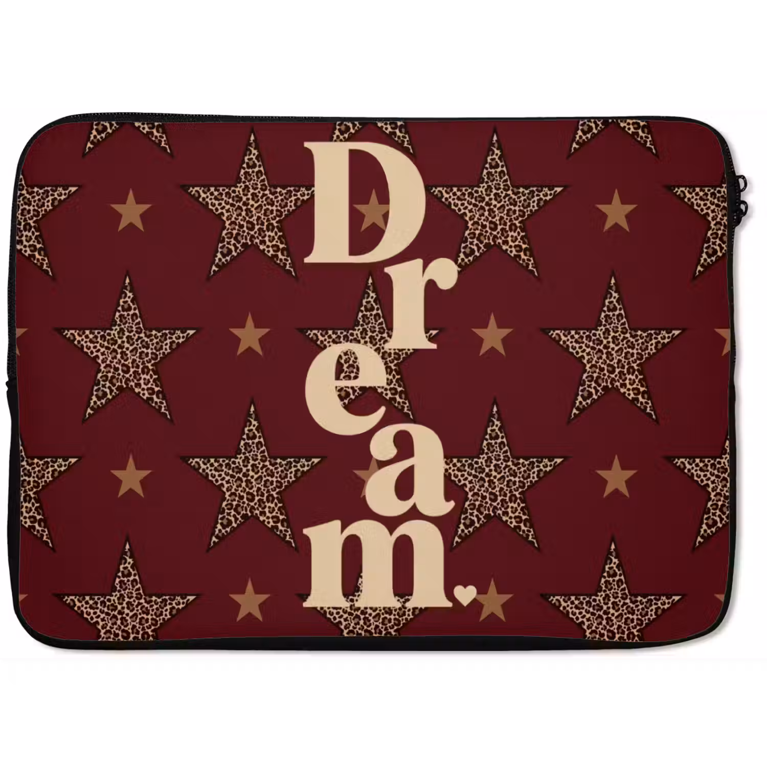 Sterren - Luipaardprint - Dream - Bordeaux laptophoes neopreen klein -zkaufland3dotto