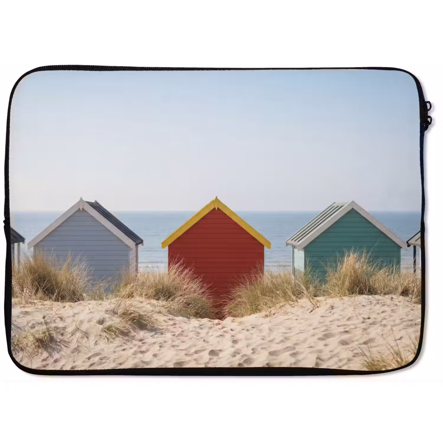 Strand - Huisjes - Kleurrijk - Duinen laptophoes neopreen klein -zkaufland3dotto