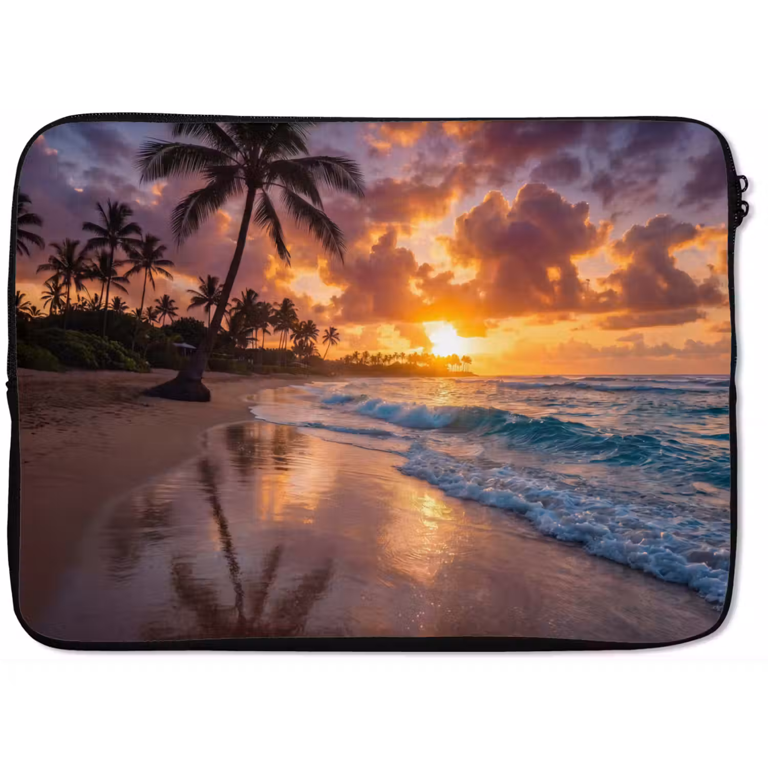 Strand - Zonsopgang - Tropisch - Natuur - Oranje laptophoes neopreen klein -zkaufland3dotto